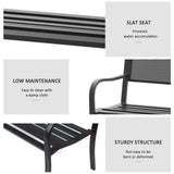 Steel 2 Seater Garden Bench Outdoor Patio - Velmora