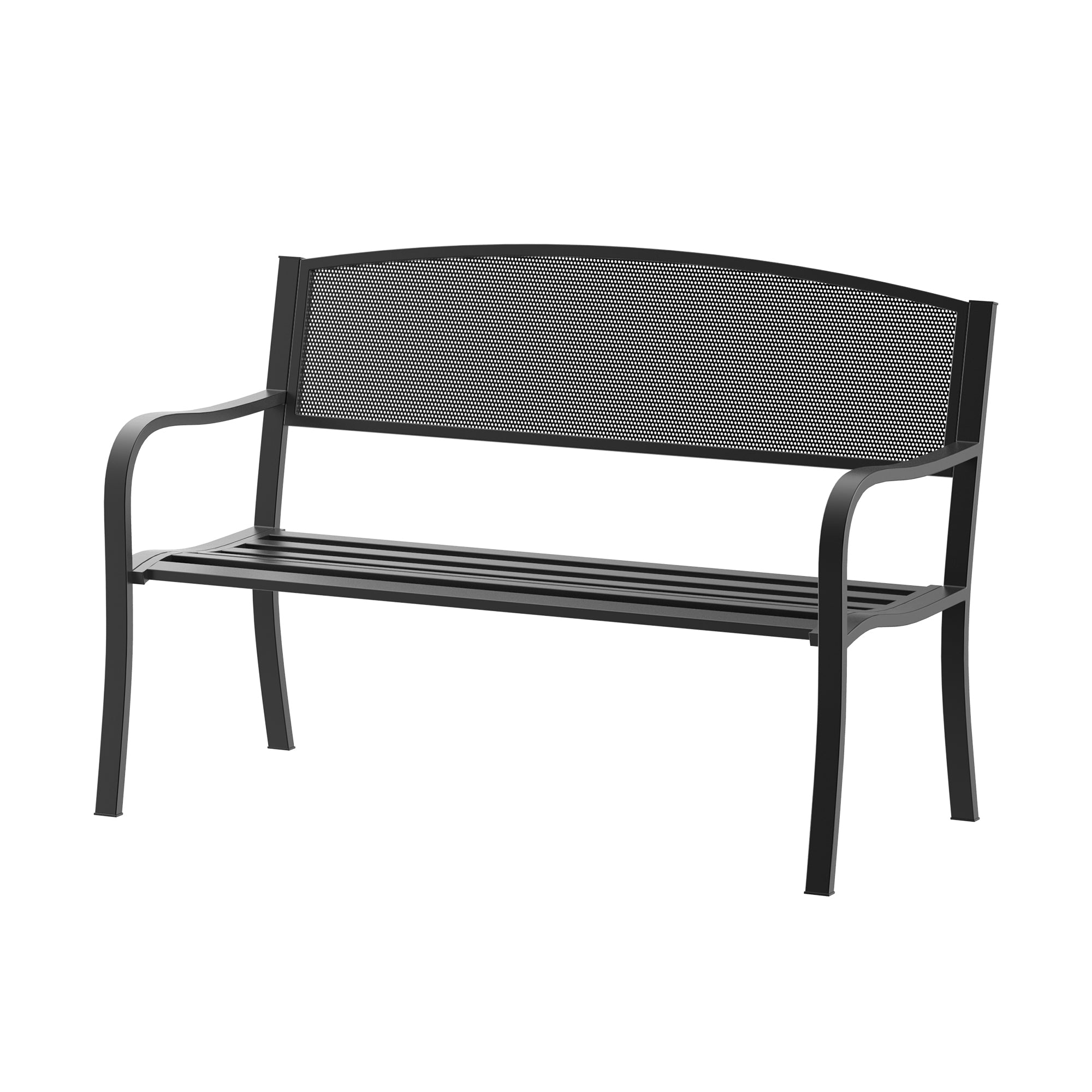 Steel 2 Seater Garden Bench Outdoor Patio - Velmora
