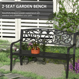 Steel 2 Seater Garden Bench with Welcome Sign - Velmora