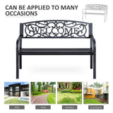 Steel 2 Seater Garden Bench with Welcome Sign - Velmora