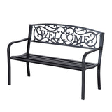 Steel 2 Seater Garden Bench with Welcome Sign - Velmora
