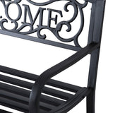 Steel 2 Seater Garden Bench with Welcome Sign - Velmora
