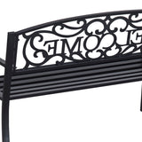 Steel 2 Seater Garden Bench with Welcome Sign - Velmora