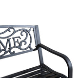 Steel 2 Seater Garden Bench with Welcome Sign - Velmora