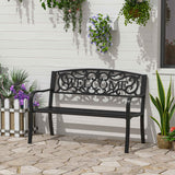 Steel 2 Seater Garden Bench with Welcome Sign - Velmora