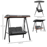 Steel 2 Seater Garden Swing Bench With Adjustable Canopy - Velmora