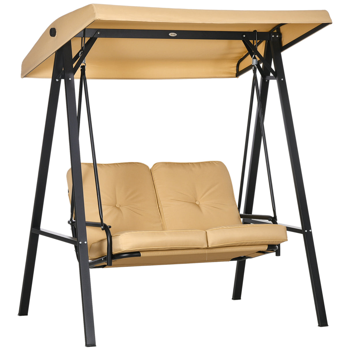 Steel 2 Seater Garden Swing Bench With Adjustable Canopy - Velmora
