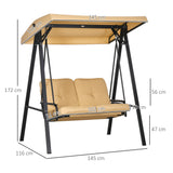 Steel 2 Seater Garden Swing Bench With Adjustable Canopy - Velmora
