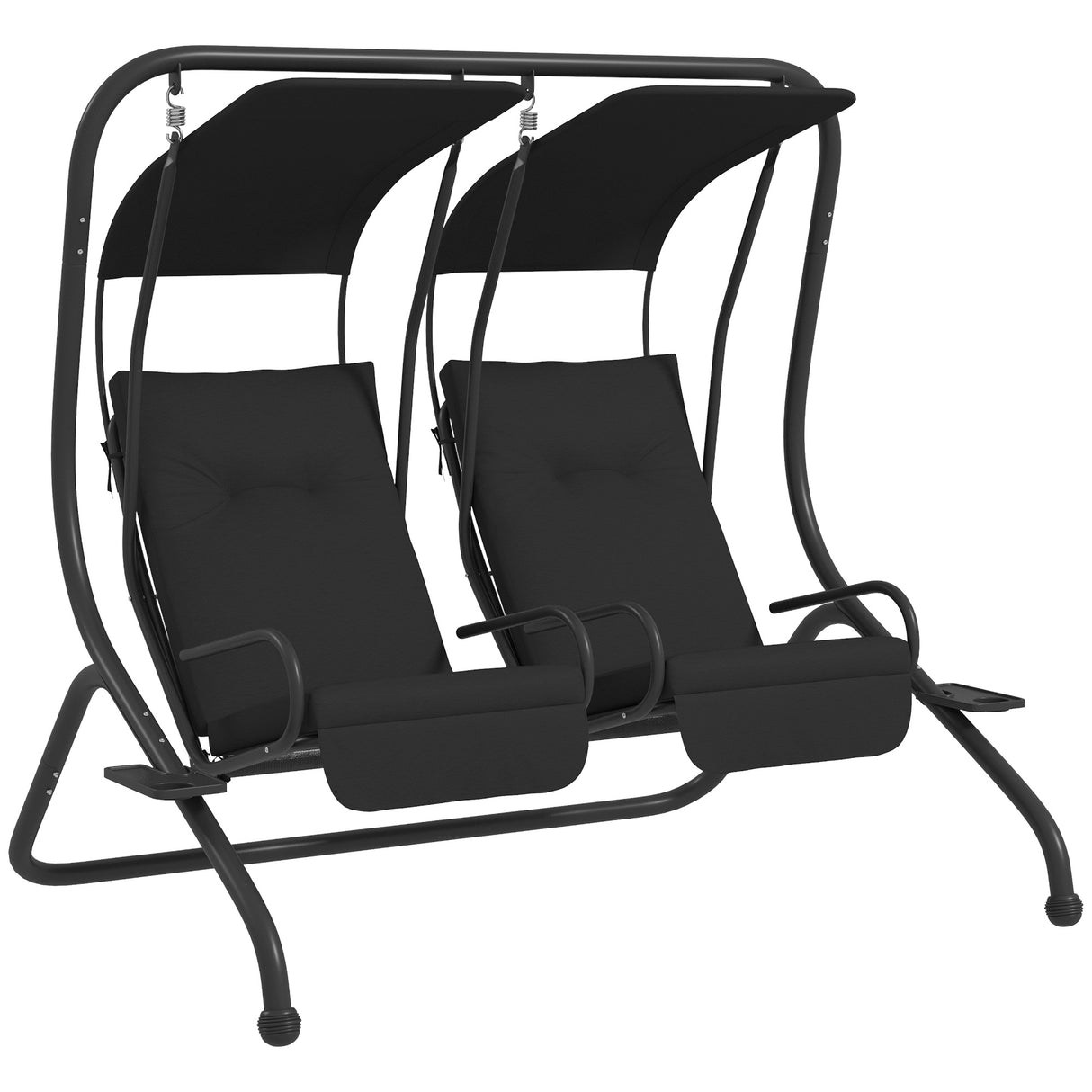 Steel 2 Seater Garden Swing Chair With Protective Canopy - Velmora