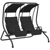 Steel 2 Seater Garden Swing Chair With Protective Canopy - Velmora