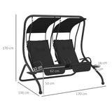 Steel 2 Seater Garden Swing Chair With Protective Canopy - Velmora