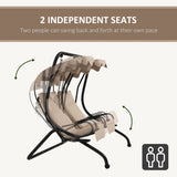 Steel 2 Seater Garden Swing Chair With Protective Canopy - Velmora