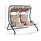 Steel 2 Seater Garden Swing Chair With Protective Canopy - Velmora