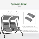 Steel 2 Seater Garden Swing Chair With Protective Canopy - Velmora