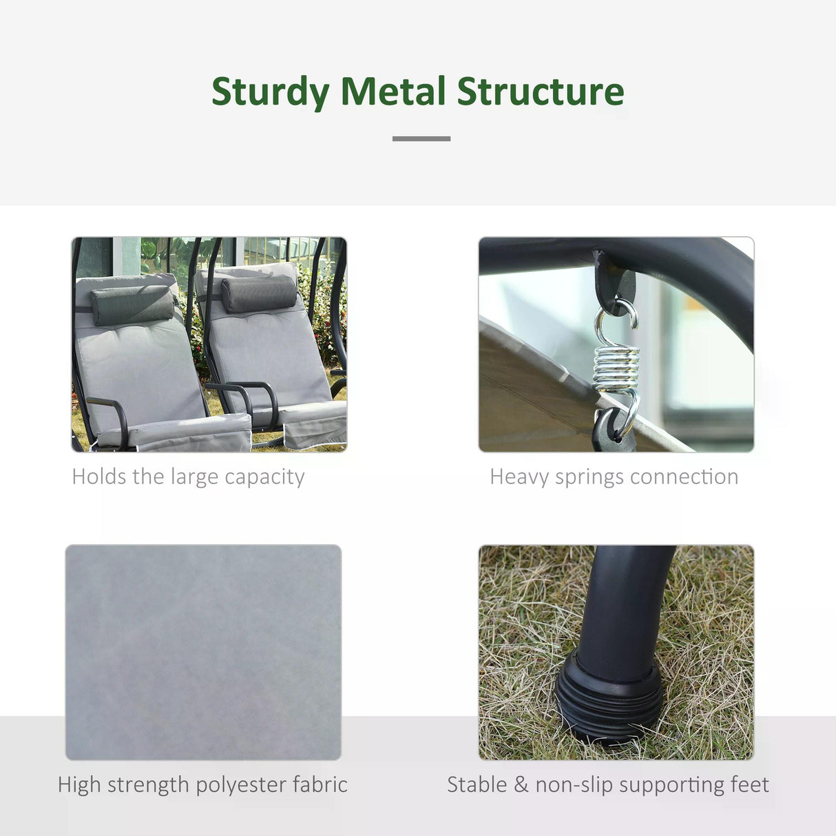 Steel 2 Seater Garden Swing Chair With Protective Canopy - Velmora