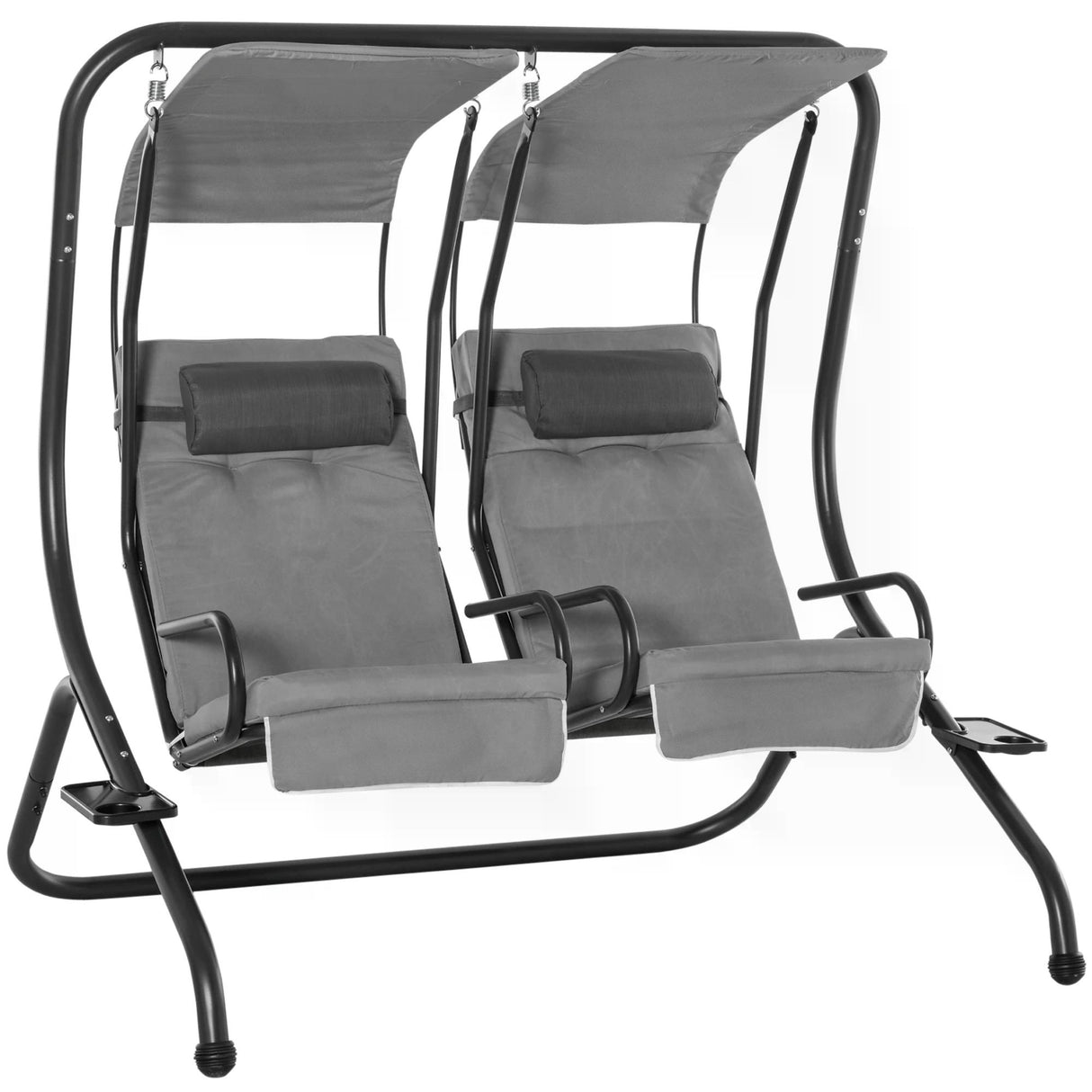 Steel 2 Seater Garden Swing Chair With Protective Canopy - Velmora