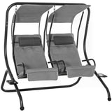 Steel 2 Seater Garden Swing Chair With Protective Canopy - Velmora