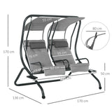 Steel 2 Seater Garden Swing Chair With Protective Canopy - Velmora