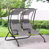 Steel 2 Seater Garden Swing Chair With Protective Canopy - Velmora