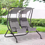 Steel 2 Seater Garden Swing Chair With Protective Canopy - Velmora