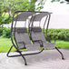 Steel 2 Seater Garden Swing Chair With Protective Canopy - Velmora
