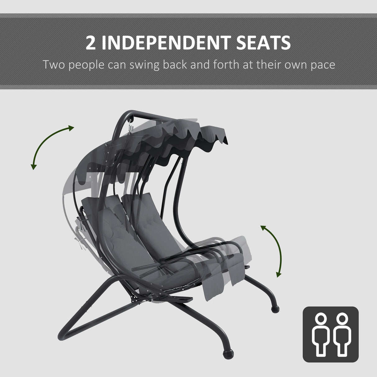 Steel 2 Seater Garden Swing Chair With Protective Canopy - Velmora