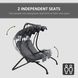 Steel 2 Seater Garden Swing Chair With Protective Canopy - Velmora