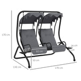 Steel 2 Seater Garden Swing Chair With Protective Canopy - Velmora