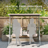 Steel 2 Seater Garden Swing Chair With Tilting Canopy And Double Padded Seats - Velmora
