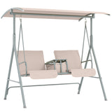 Steel 2 Seater Garden Swing Chair With Tilting Canopy And Double Padded Seats - Velmora