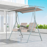 Steel 2 Seater Garden Swing Chair With Tilting Canopy And Double Padded Seats - Velmora