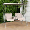 Steel 2 Seater Garden Swing Chair With Tilting Canopy And Double Padded Seats - Velmora