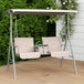 Steel 2 Seater Garden Swing Chair With Tilting Canopy And Double Padded Seats - Velmora
