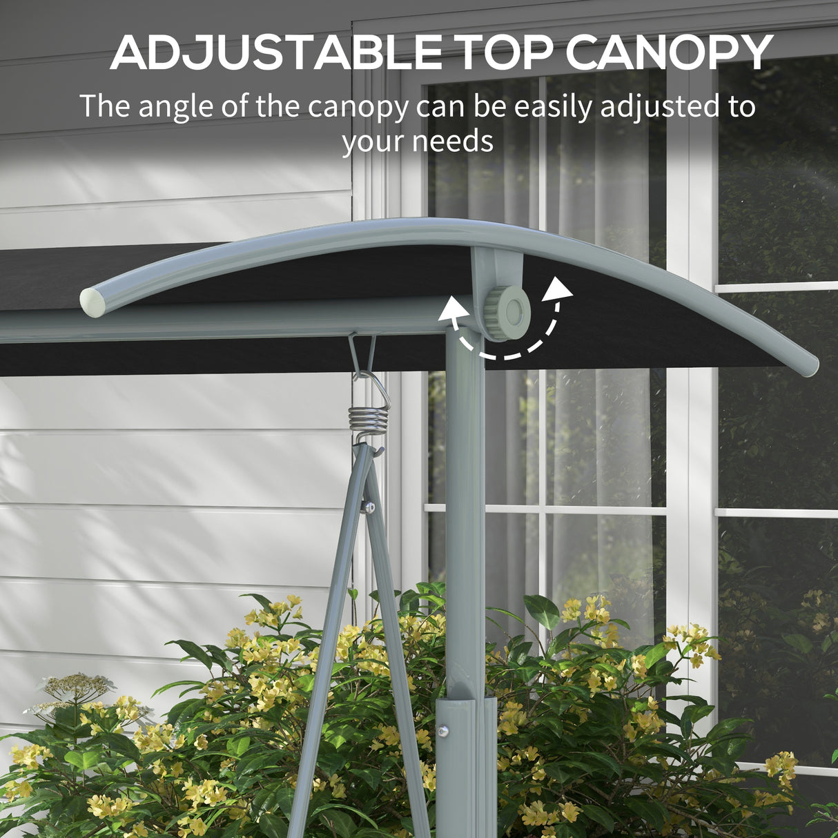 Steel 2 Seater Garden Swing Chair With Tilting Canopy And Double Padded Seats - Velmora