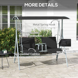 Steel 2 Seater Garden Swing Chair With Tilting Canopy And Double Padded Seats - Velmora