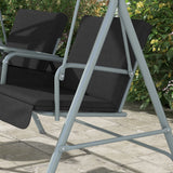Steel 2 Seater Garden Swing Chair With Tilting Canopy And Double Padded Seats - Velmora