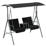 Steel 2 Seater Garden Swing Chair With Tilting Canopy And Double Padded Seats - Velmora