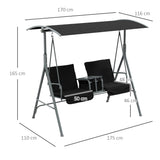 Steel 2 Seater Garden Swing Chair With Tilting Canopy And Double Padded Seats - Velmora