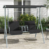 Steel 2 Seater Garden Swing Chair With Tilting Canopy And Double Padded Seats - Velmora