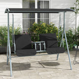 Steel 2 Seater Garden Swing Chair With Tilting Canopy And Double Padded Seats - Velmora