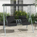 Steel 2 Seater Garden Swing Chair With Tilting Canopy And Double Padded Seats - Velmora