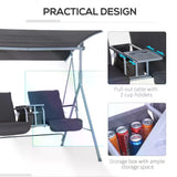 Steel 2 Seater Garden Swing Chair With Tilting Canopy And Double Padded Seats - Velmora