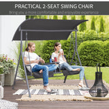 Steel 2 Seater Garden Swing Chair With Tilting Canopy And Double Padded Seats - Velmora