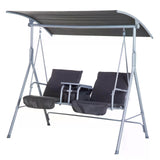 Steel 2 Seater Garden Swing Chair With Tilting Canopy And Double Padded Seats - Velmora