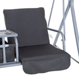 Steel 2 Seater Garden Swing Chair With Tilting Canopy And Double Padded Seats - Velmora