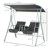 Steel 2 Seater Garden Swing Chair With Tilting Canopy And Double Padded Seats - Velmora