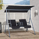 Steel 2 Seater Garden Swing Chair With Tilting Canopy And Double Padded Seats - Velmora