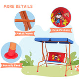 Steel 2 Seater Kids Garden Swing Bench With Adjustable Canopy - Velmora