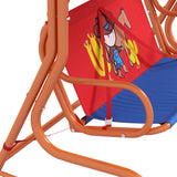 Steel 2 Seater Kids Garden Swing Bench With Adjustable Canopy - Velmora