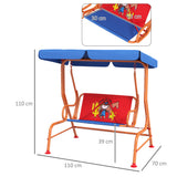 Steel 2 Seater Kids Garden Swing Bench With Adjustable Canopy - Velmora